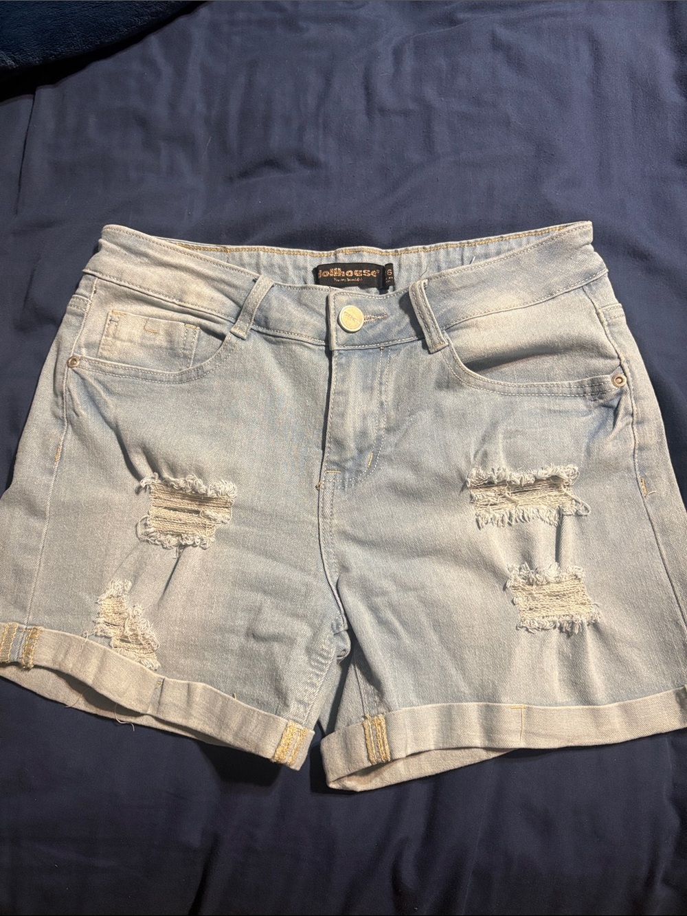 Joe's Jeans Light Blue Distressed Rolled-Hem Denim Shorts